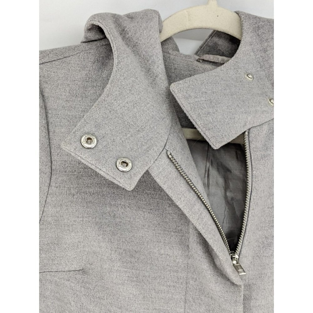 ASOS Hooded Long Coat Zip Front Gray Lined Pockets Women's Sz 10 - Picture 11 of 12
